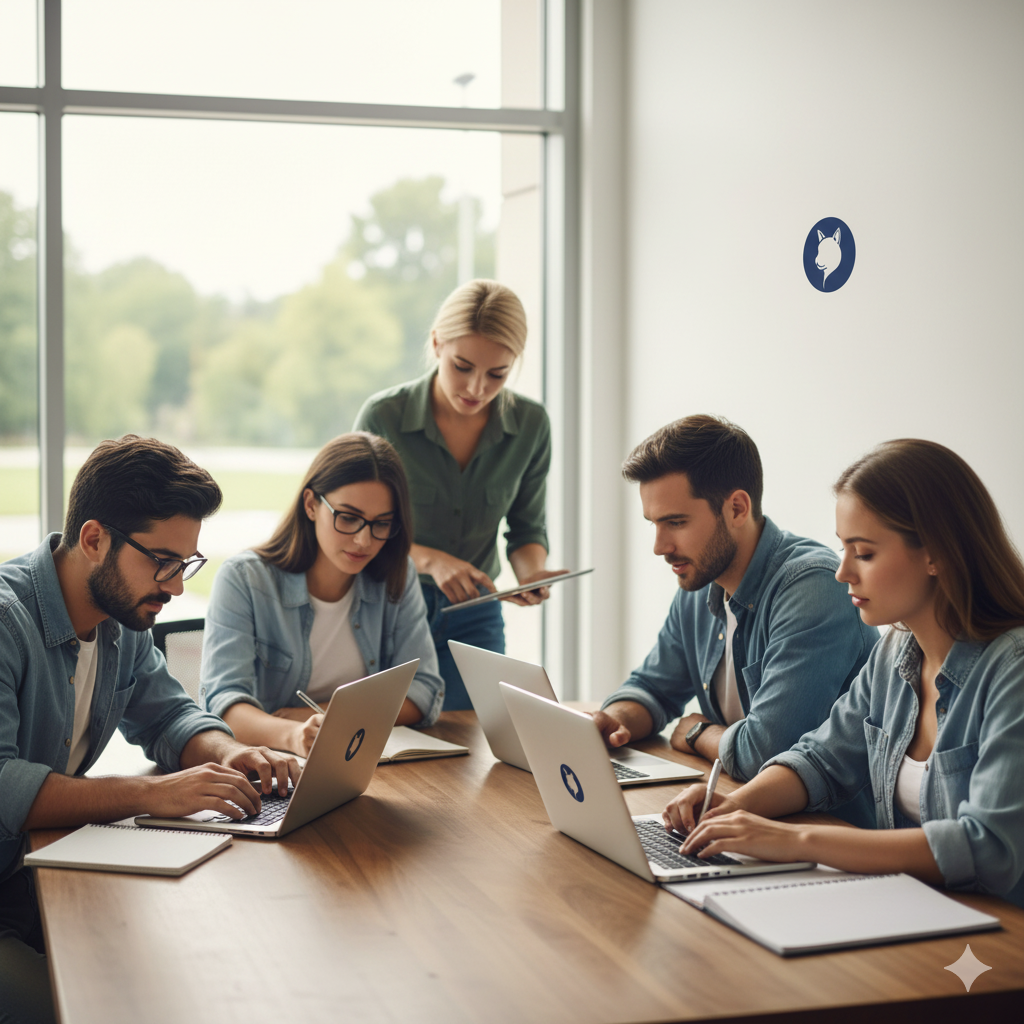 Estudiante contactando